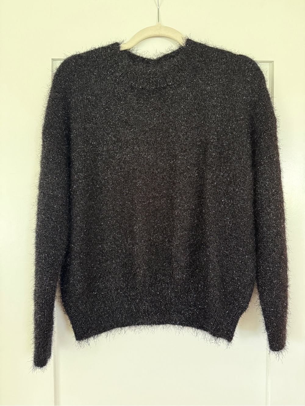 Sezane Zephir Black Fuzzy Turtleneck Sweater